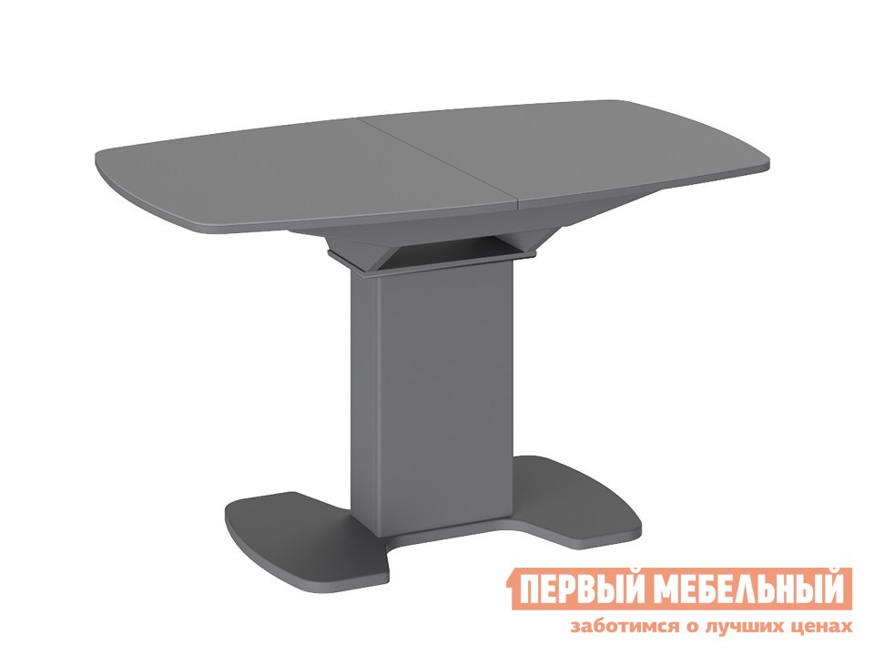 Кухонный стол  Прато 3 Серый матовый LUX / Стекло серое матовое LUX, Средний