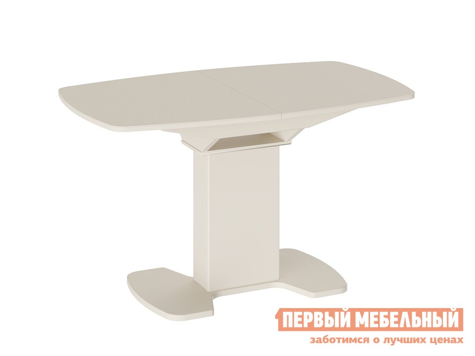 Кухонный стол  Прато 3 Бежевый матовый LUX / Стекло бежевое матовое LUX, Средний