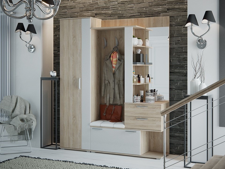 Прихожая  Эрика Дуб Сонома / Белый