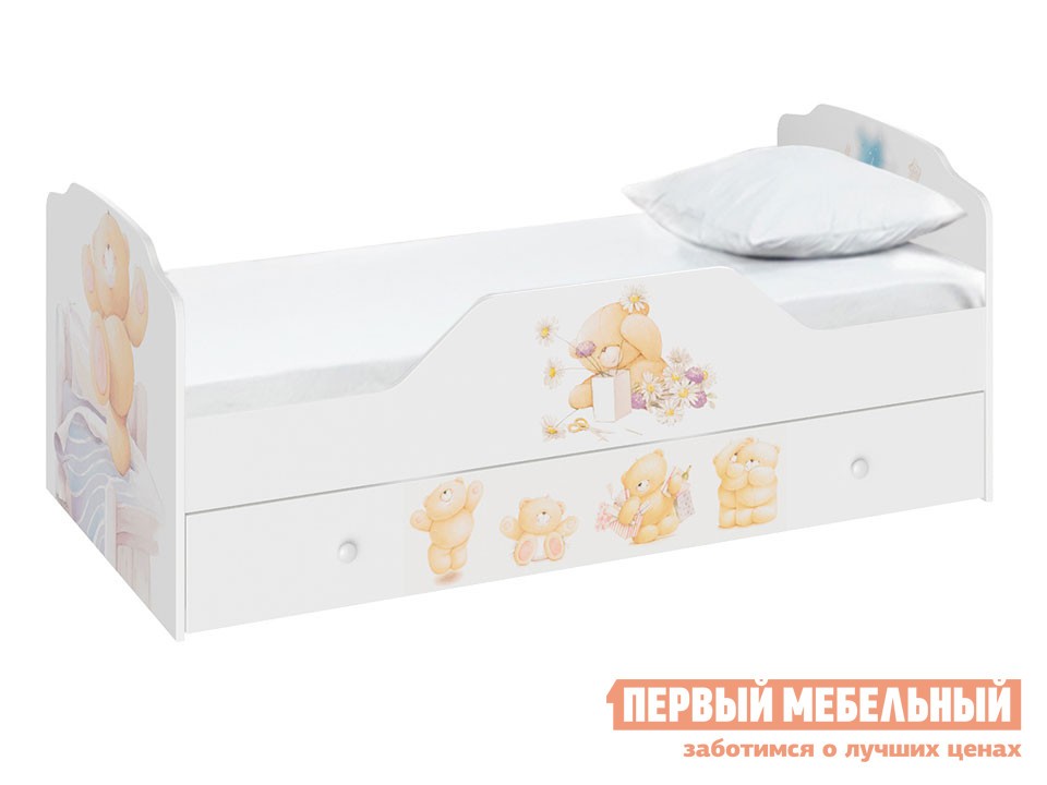 Детская кровать  Тедди Белый, С ящиком