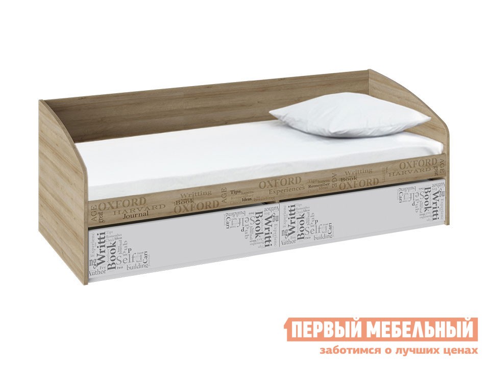 Детская кровать  Оксфорд с ящиками Дуб Ривьера с рисунком / Белый с рисунком