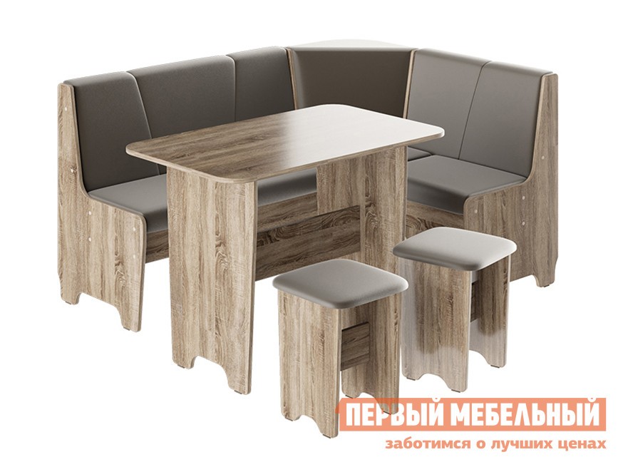 Кухонный уголок  Техас Дуб Сонома трюфель / Коричневый, кожзам