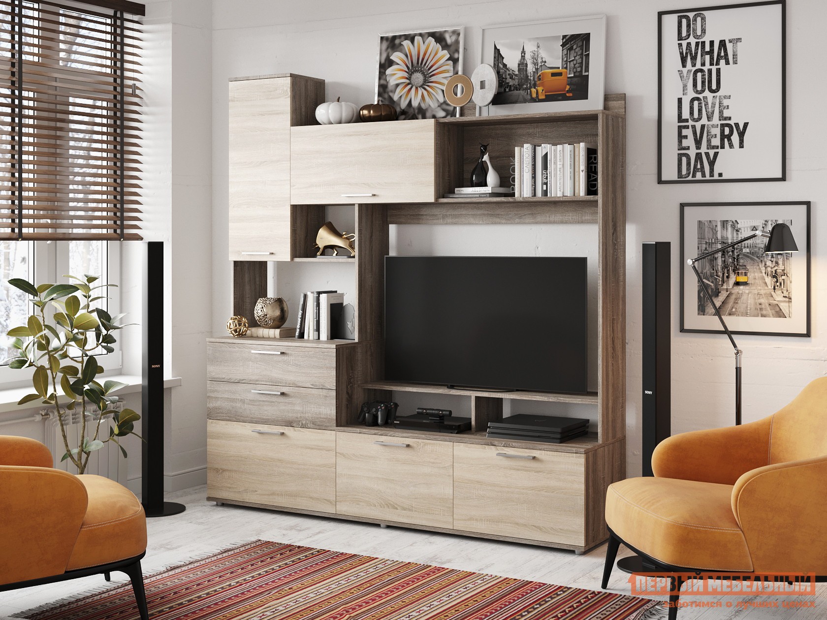 Гостиная  Белла Плюс Дуб Сонома трюфель / Дуб Сонома