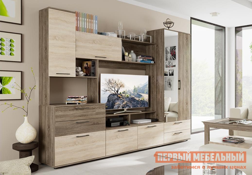 Гостиная  Белла Плюс Дуб Сонома трюфель / Дуб Сонома