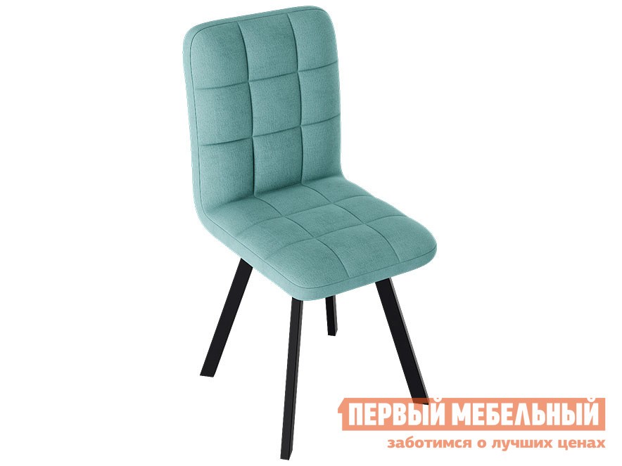Стул  Франк Паук 2 Черный матовый / Аквамарин микровелюр
