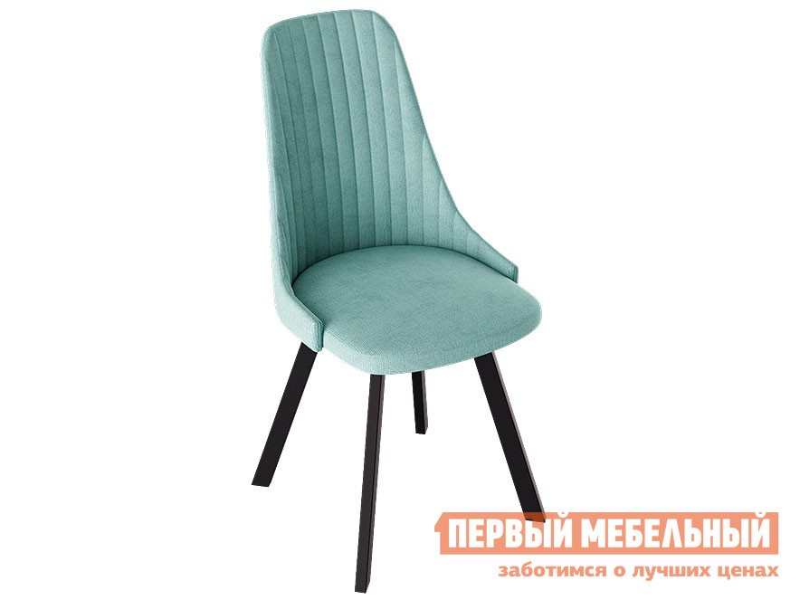 Стул  Франк Паук 3 Черный матовый / Аквамарин микровелюр