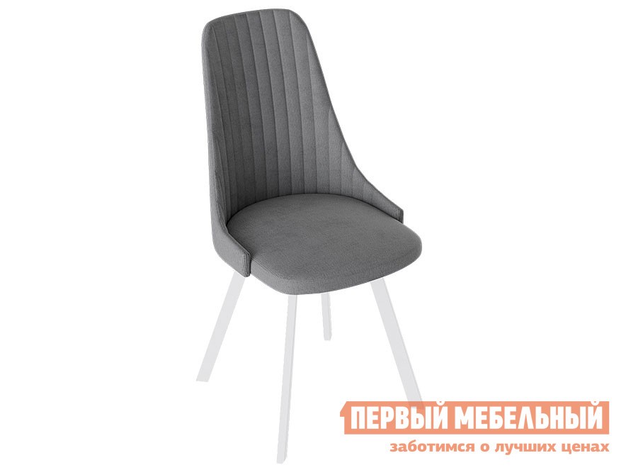 Стул  Франк Паук 3 Белый матовый / Серый микровелюр