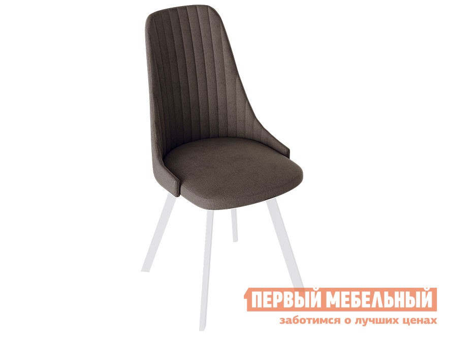 Стул  Франк Паук 3 Белый матовый / Коричневый микровелюр