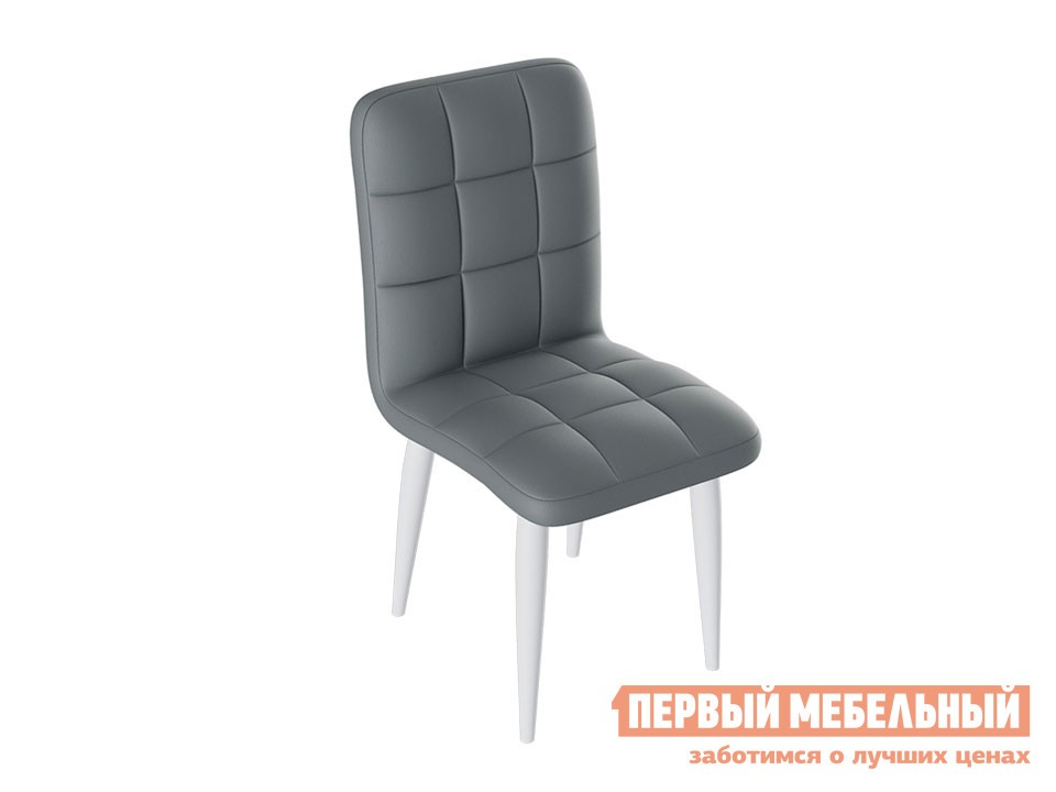 Стул  Франк Конус Белый матовый / Серый кожзам