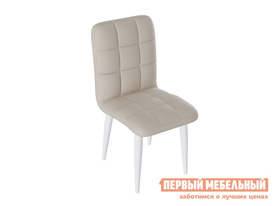 Стул  Франк Конус Белый матовый / Бежевый кожзам