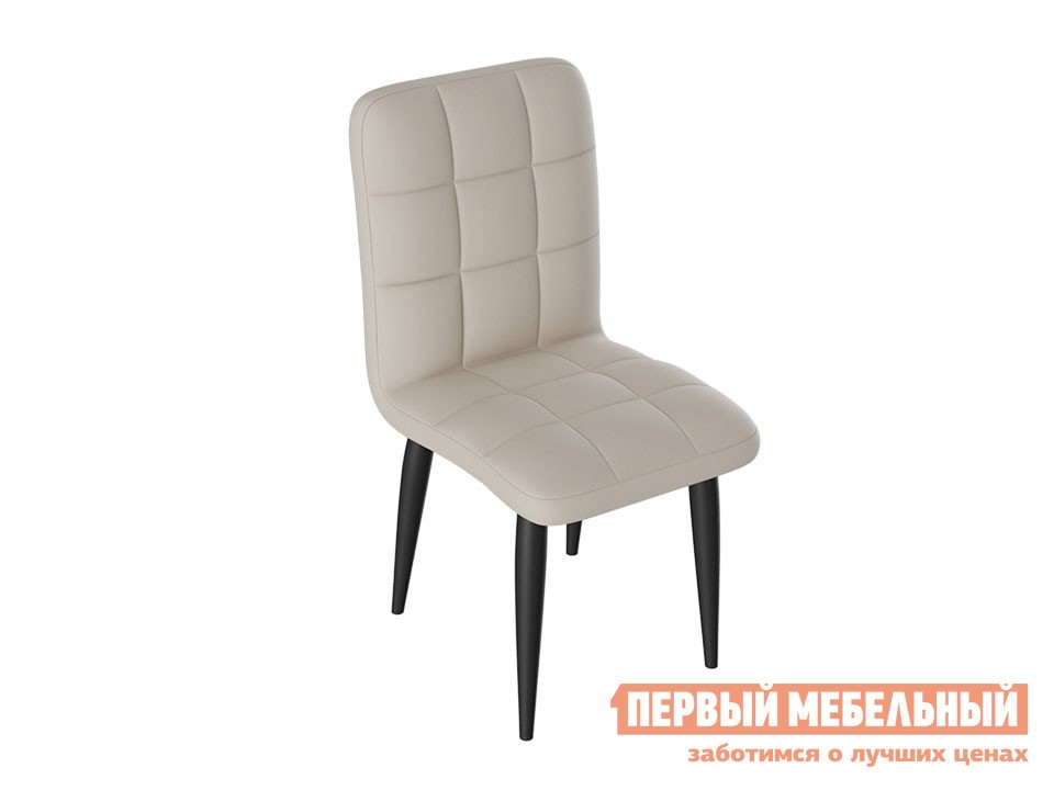 Стул  Франк Конус Черный матовый / Бежевый кожзам