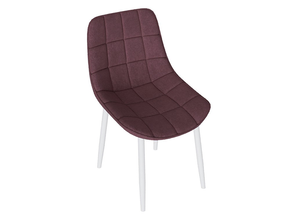 Стул  Бостон Белый муар / Велюр V002 бургундия