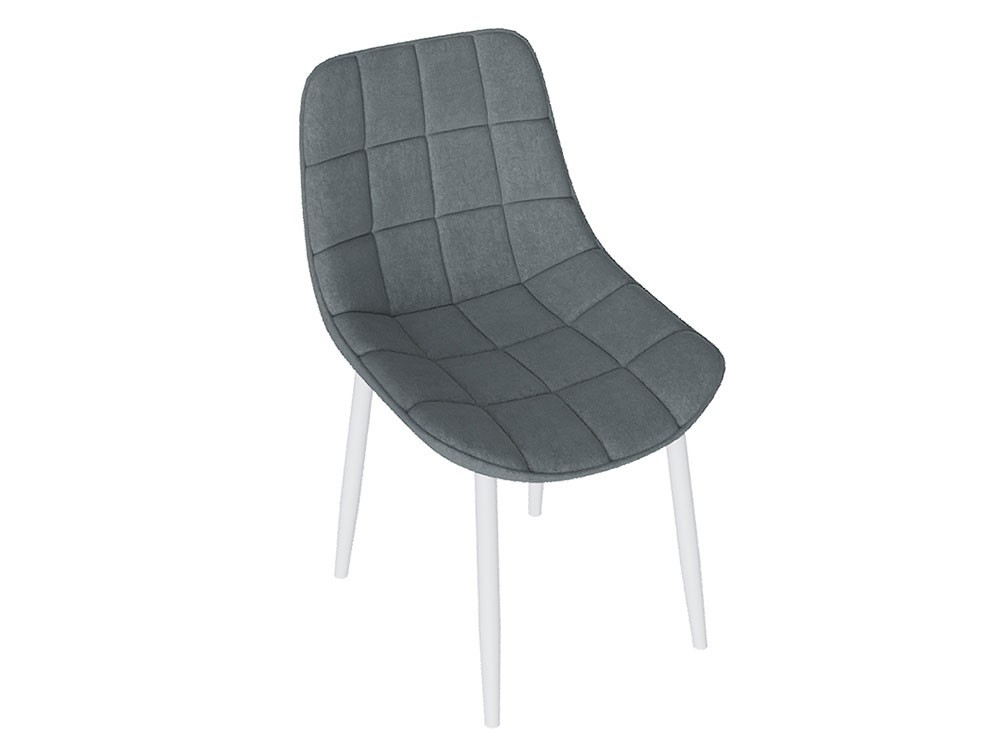 Стул  Бостон Белый муар / Велюр V003 темно-серый