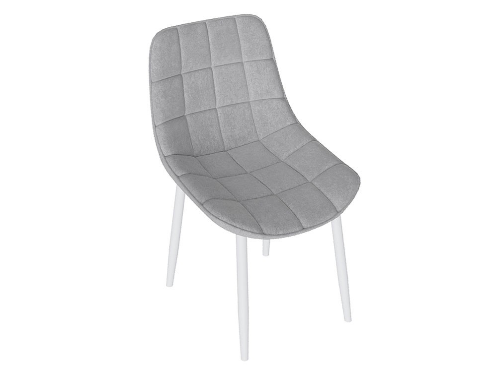 Стул  Бостон Белый муар / Велюр V004 светло-серый