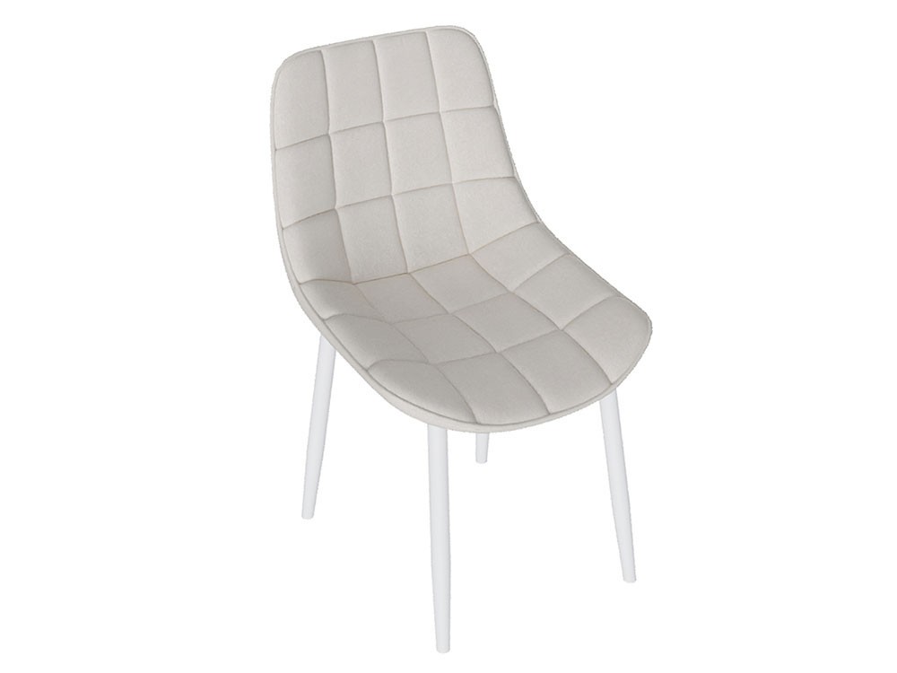 Стул  Бостон Белый муар / Велюр V005 светло-бежевый