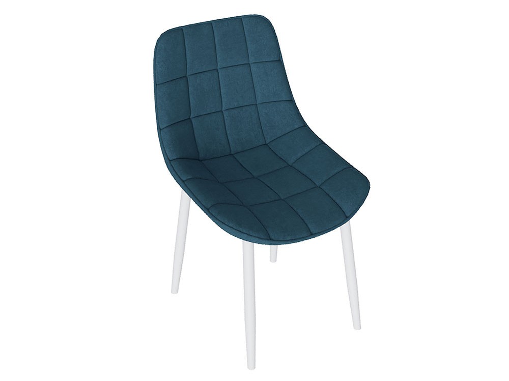 Стул  Бостон Белый муар / Велюр V006 бирюзовый