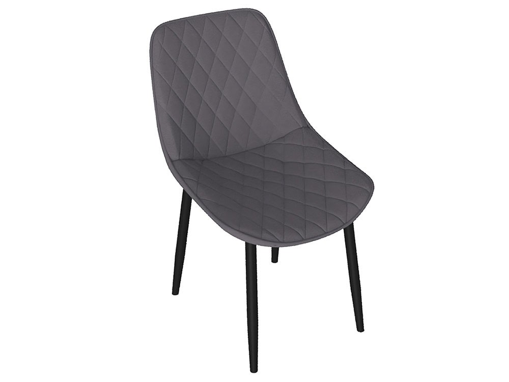 Стул  Оскар Черный муар / Велюр L002 серо-бежевый