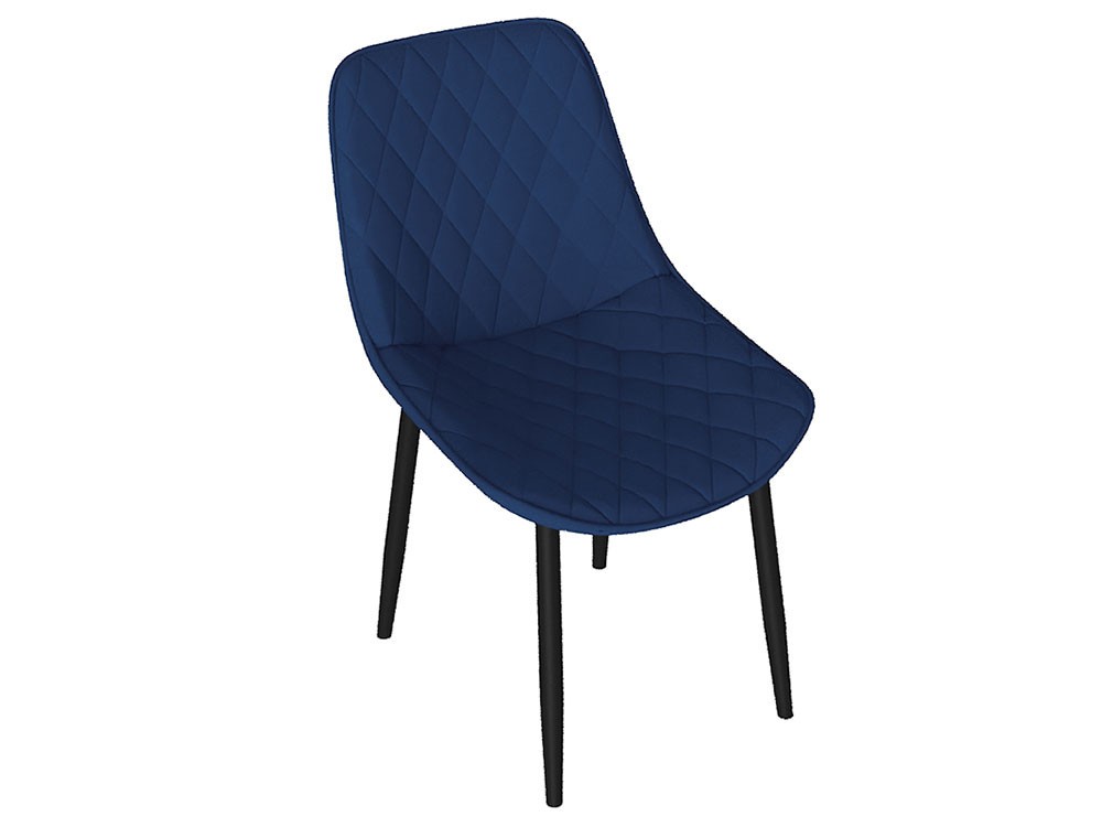 Стул  Оскар Черный муар / Велюр L005 синий