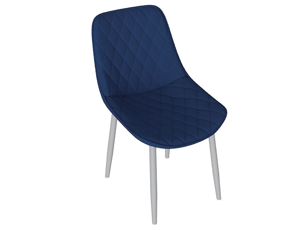Стул  Оскар Белый муар / Велюр L005 синий