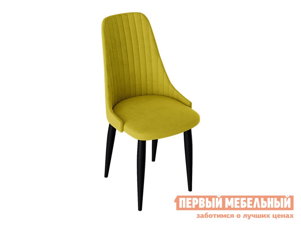 Стул  Франк Конус 2 Черный матовый / Желтый микровелюр