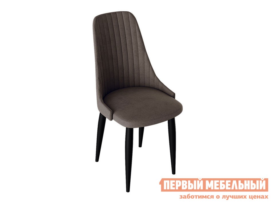 Стул  Франк Конус 2 Черный матовый / Коричневый микровелюр