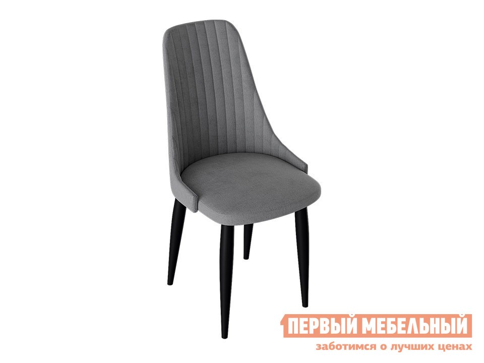 Стул  Франк Конус 2 Черный матовый / Серый микровелюр