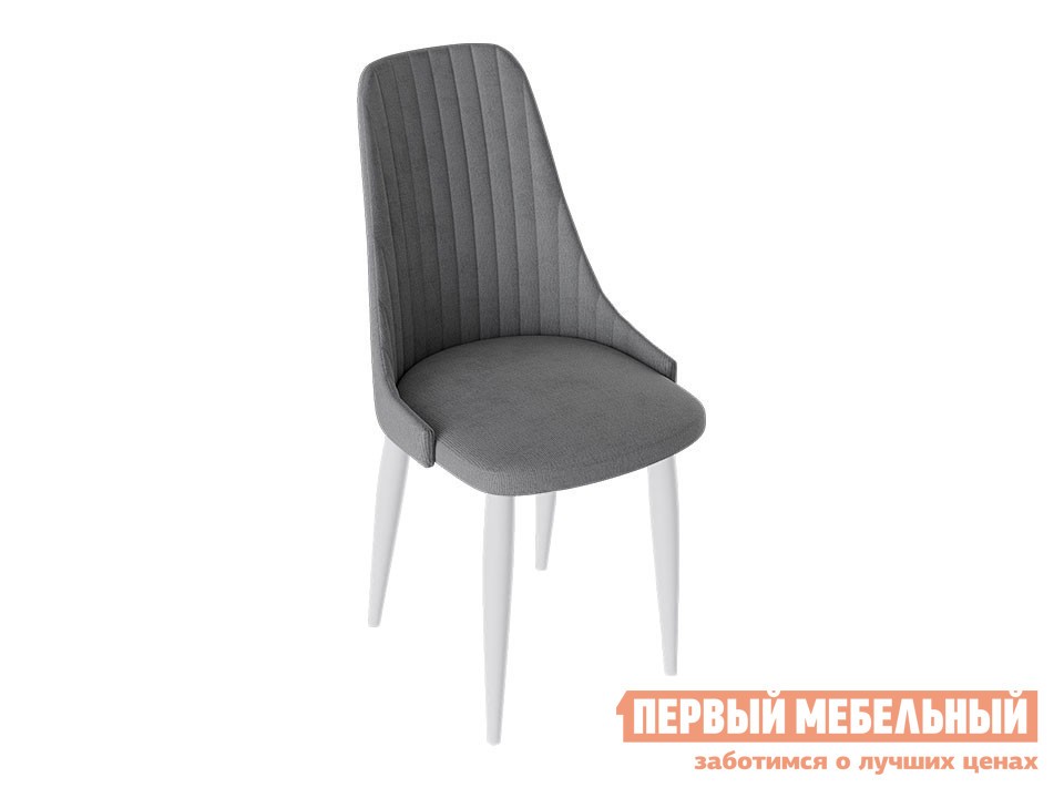 Стул  Франк Конус 2 Белый матовый / Серый микровелюр