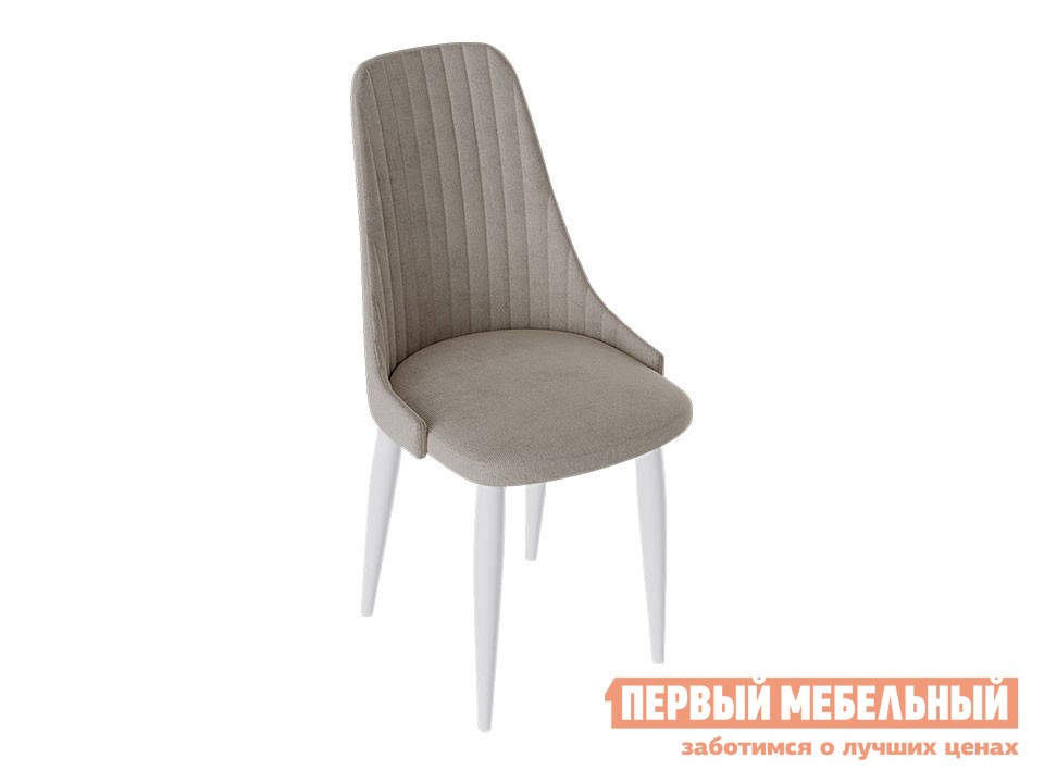 Стул  Франк Конус 2 Белый матовый / Бежевый микровелюр