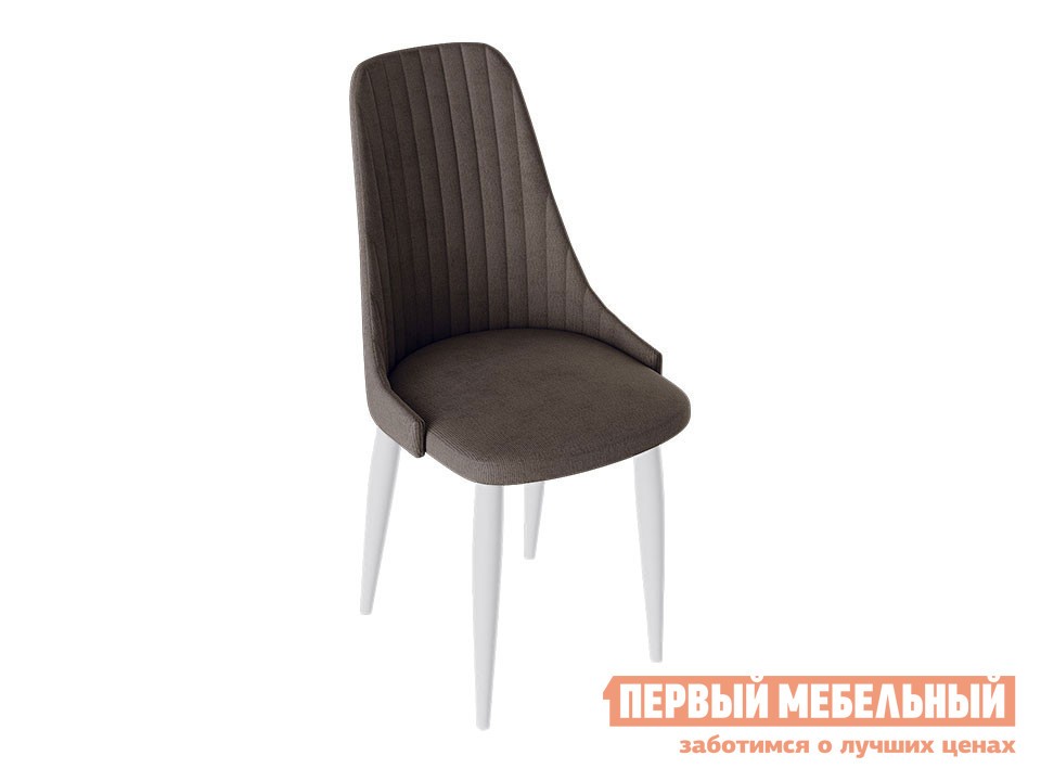 Стул  Франк Конус 2 Белый матовый / Коричневый микровелюр