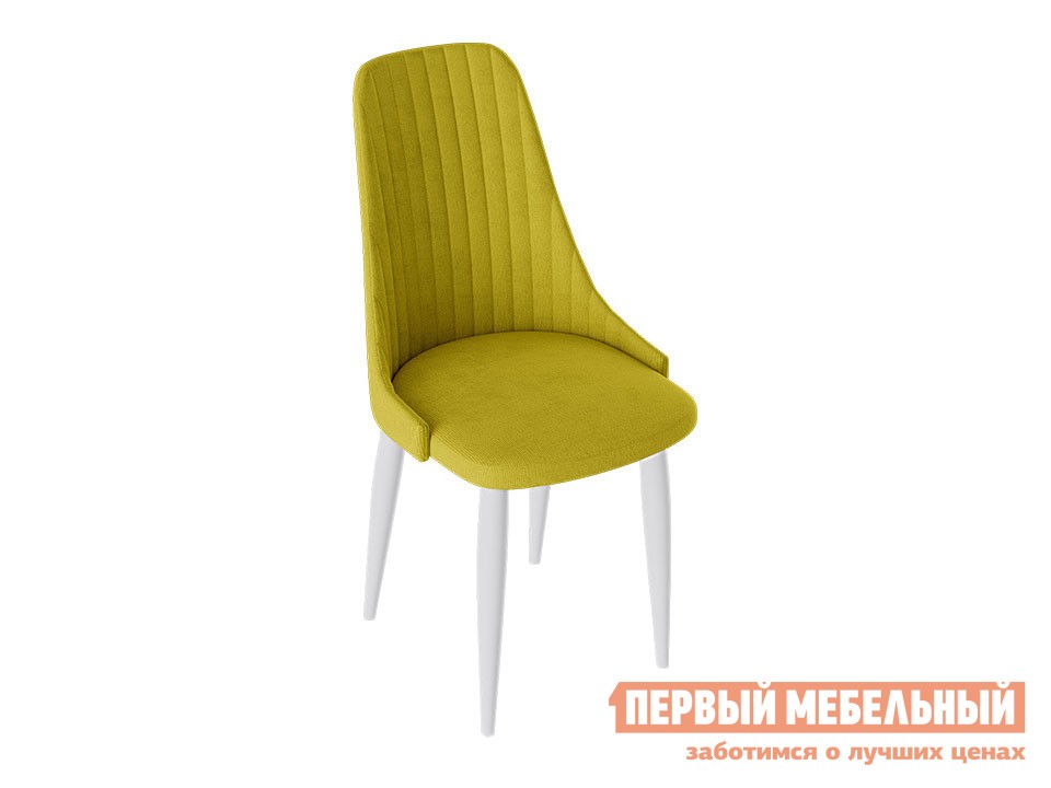 Стул  Франк Конус 2 Белый матовый / Желтый микровелюр