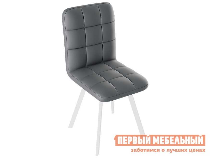 Стул  Франк Паук Белый матовый / Серый кожзам