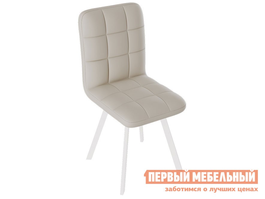 Стул  Франк Паук Белый матовый / Бежевый кожзам