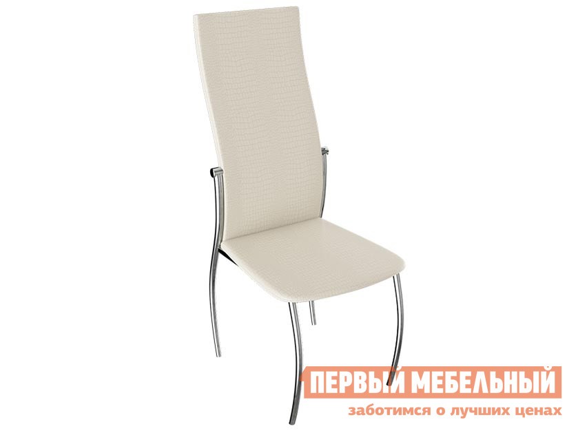 Стул  Комфорт-М Гранд Бежевый Аллигатор к/з 218 (белый перламутр), Хром