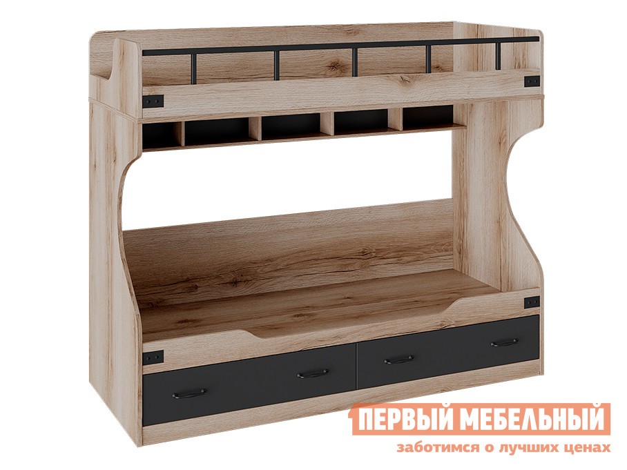 Двухъярусная кровать  Окланд ТД-324.11.01 Дуб Делано / Черный