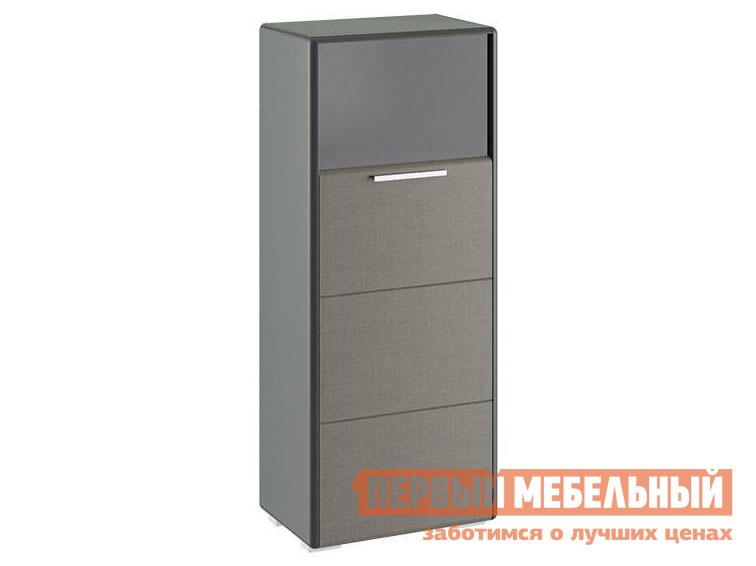 Шкаф-витрина  Наоми Фон серый / Джут