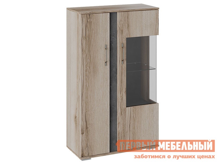 Шкаф-витрина  Брайтон 4 Камень / Дуб Делано