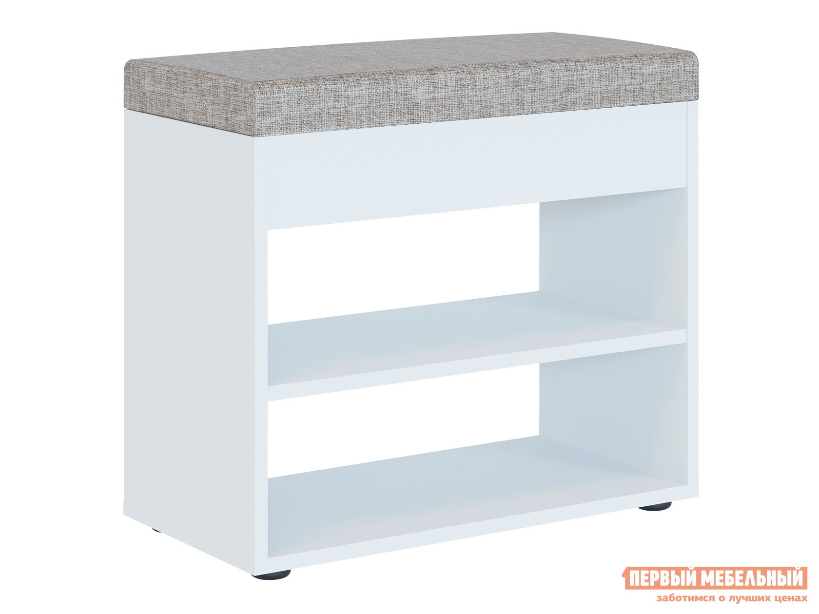 Обувница  ТО-31 Белый шагрень / Серо-бежевый, ткань