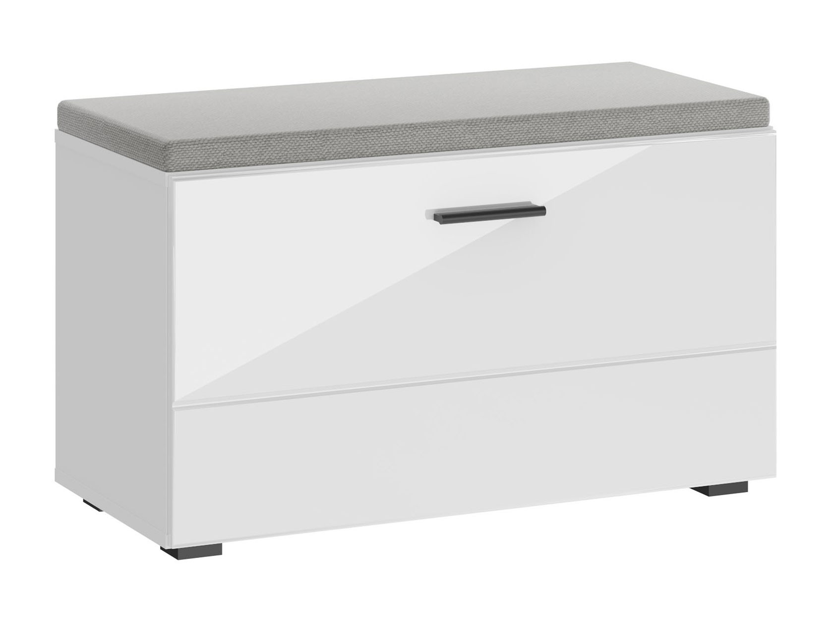 Обувница  Глосс Белый / Белый глянец / Серый, рогожка