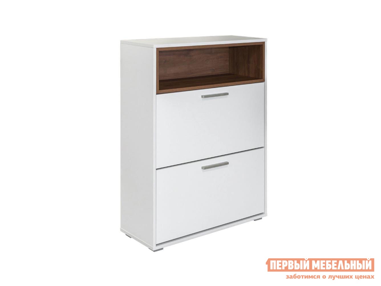 Обувница  Лайт 08.136 Белый премиум / Орех Селект каминный