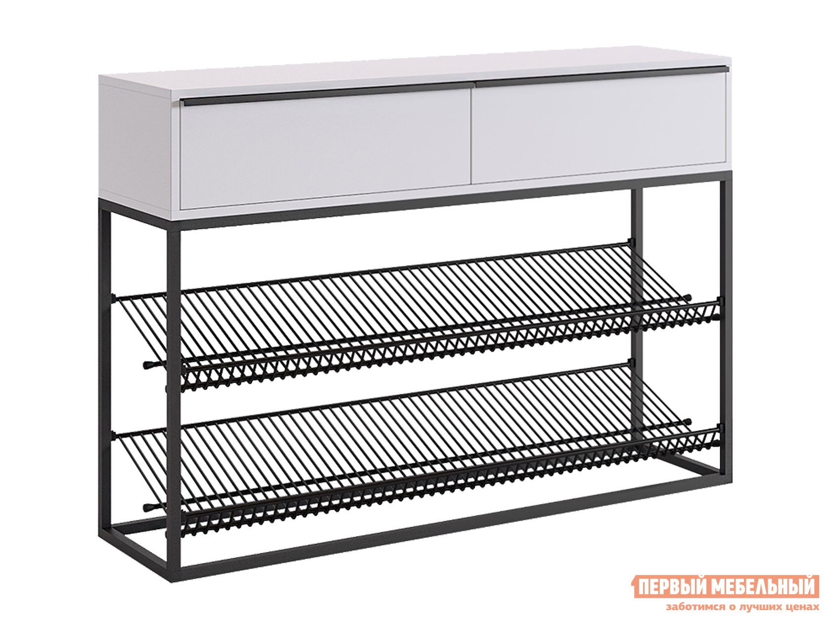 Обувница  Крафт Лайт Белый / Черный муар