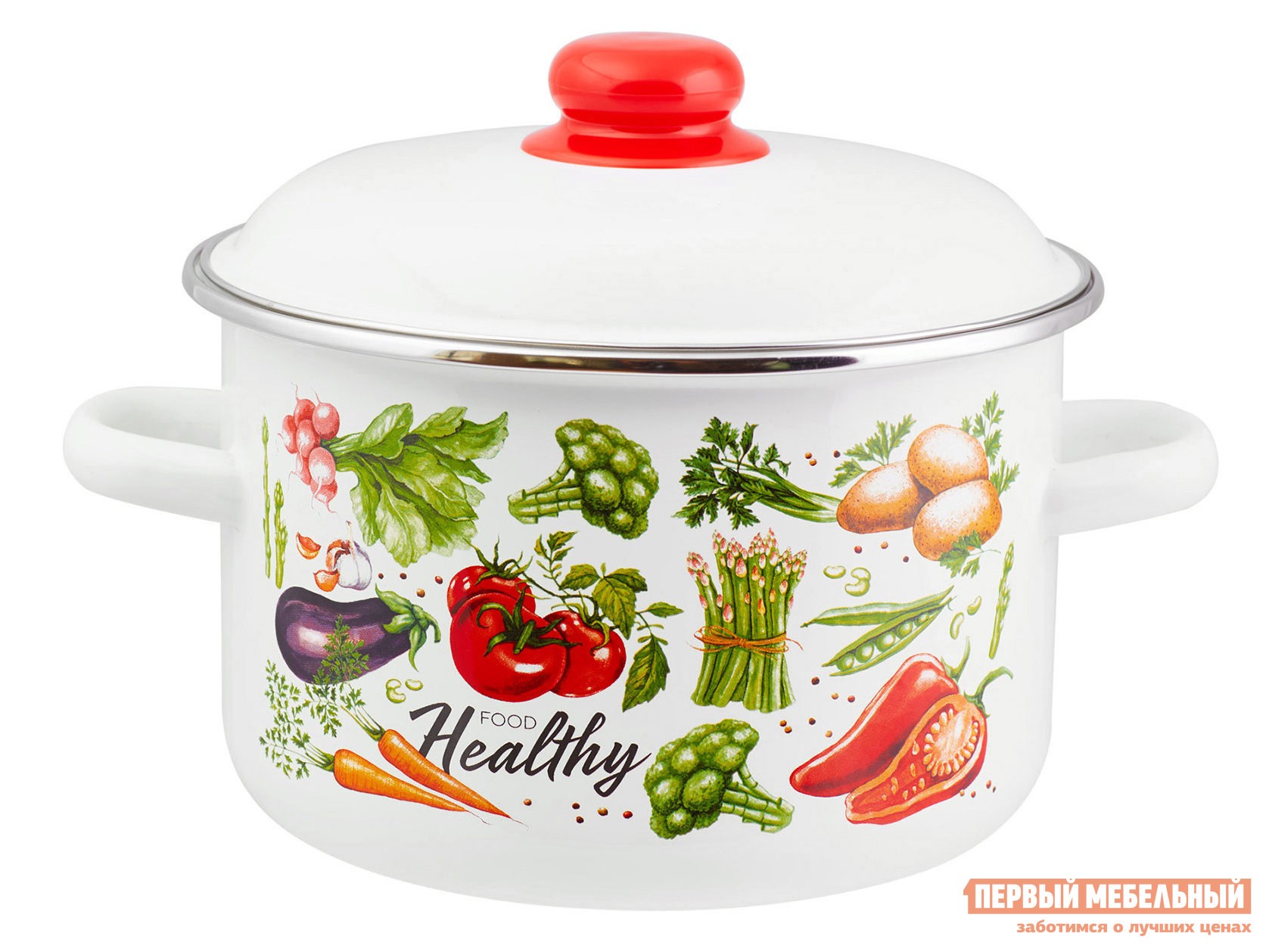 Кастрюля  Veggies 5,5 л Белый, эмаль