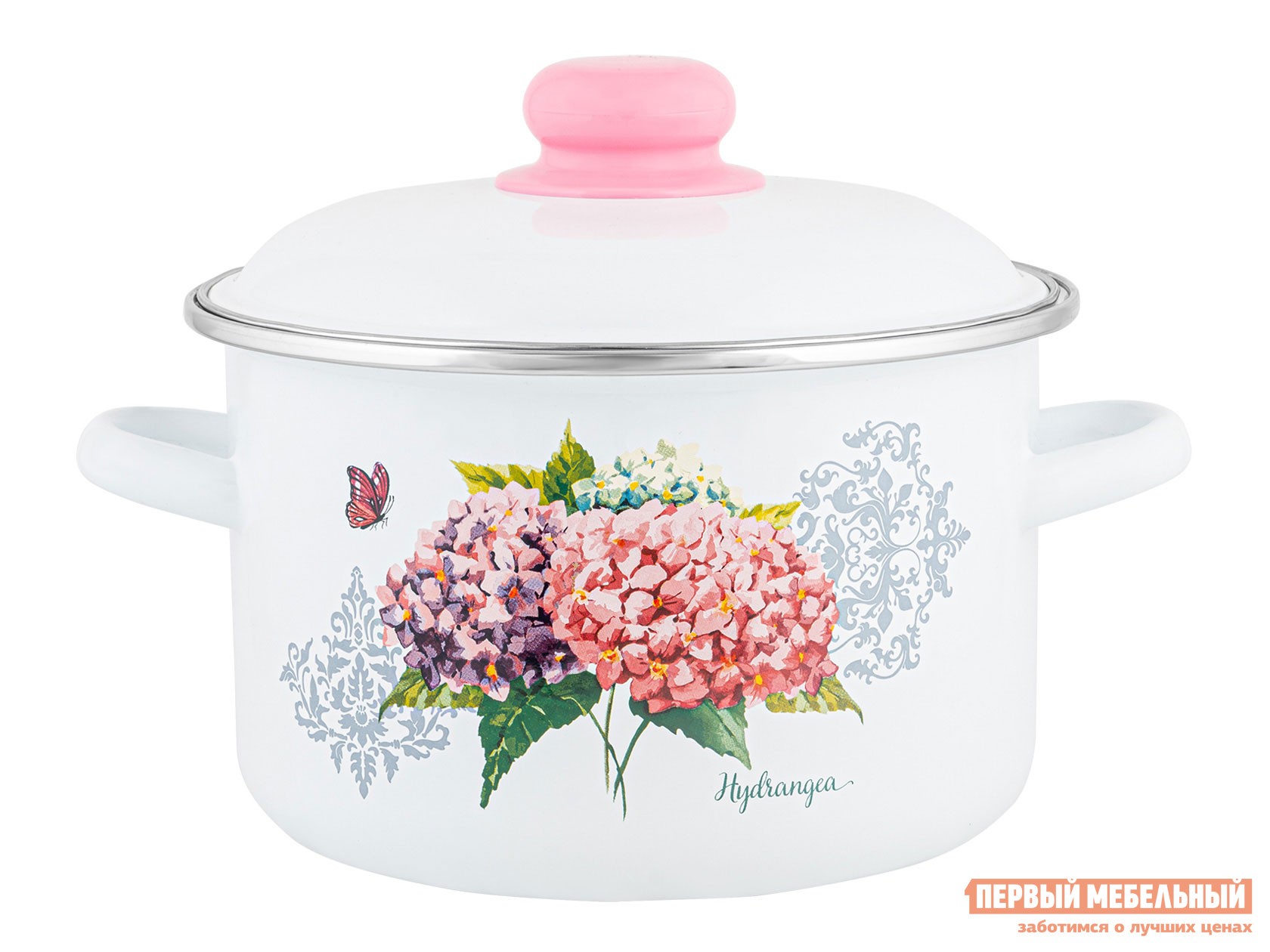 Кастрюля  Гортензия 3 л Белый, эмаль