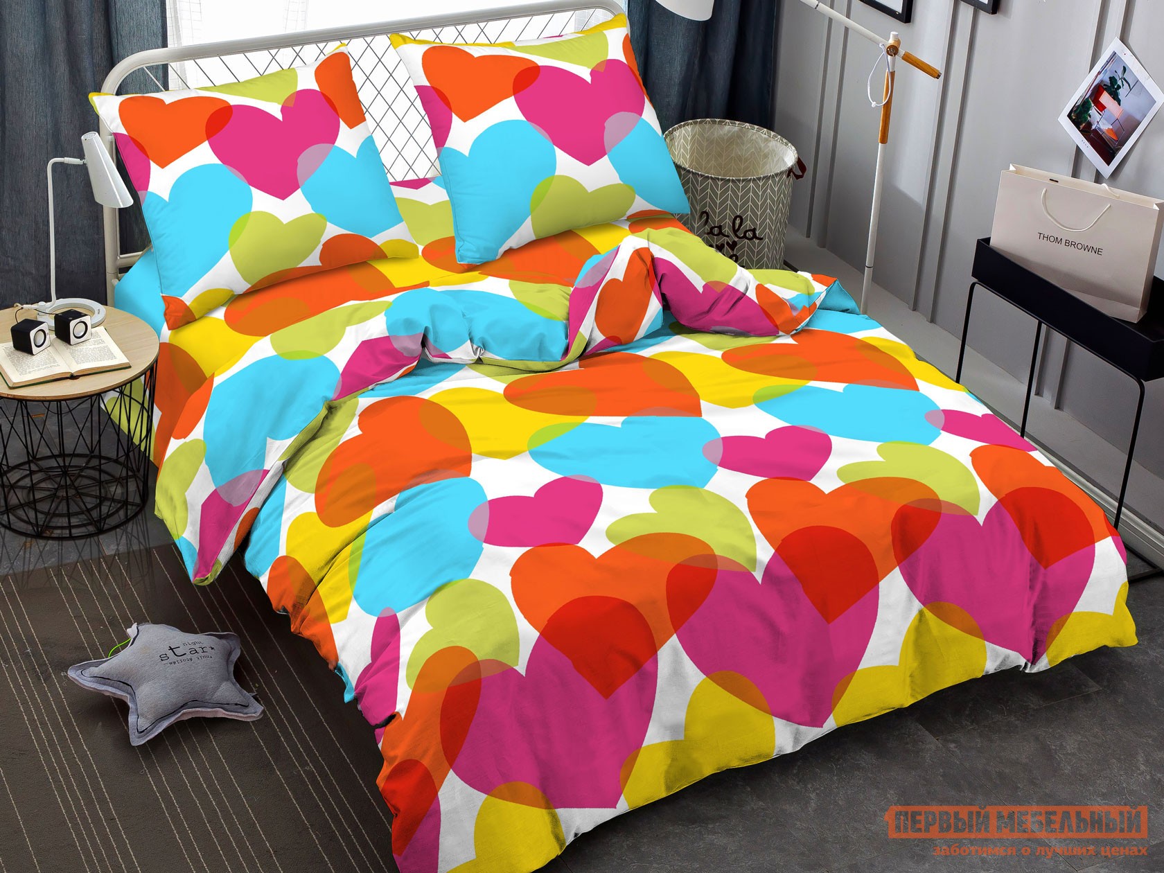 Комплект постельного белья  Лав Лов, полиэстер, Евро