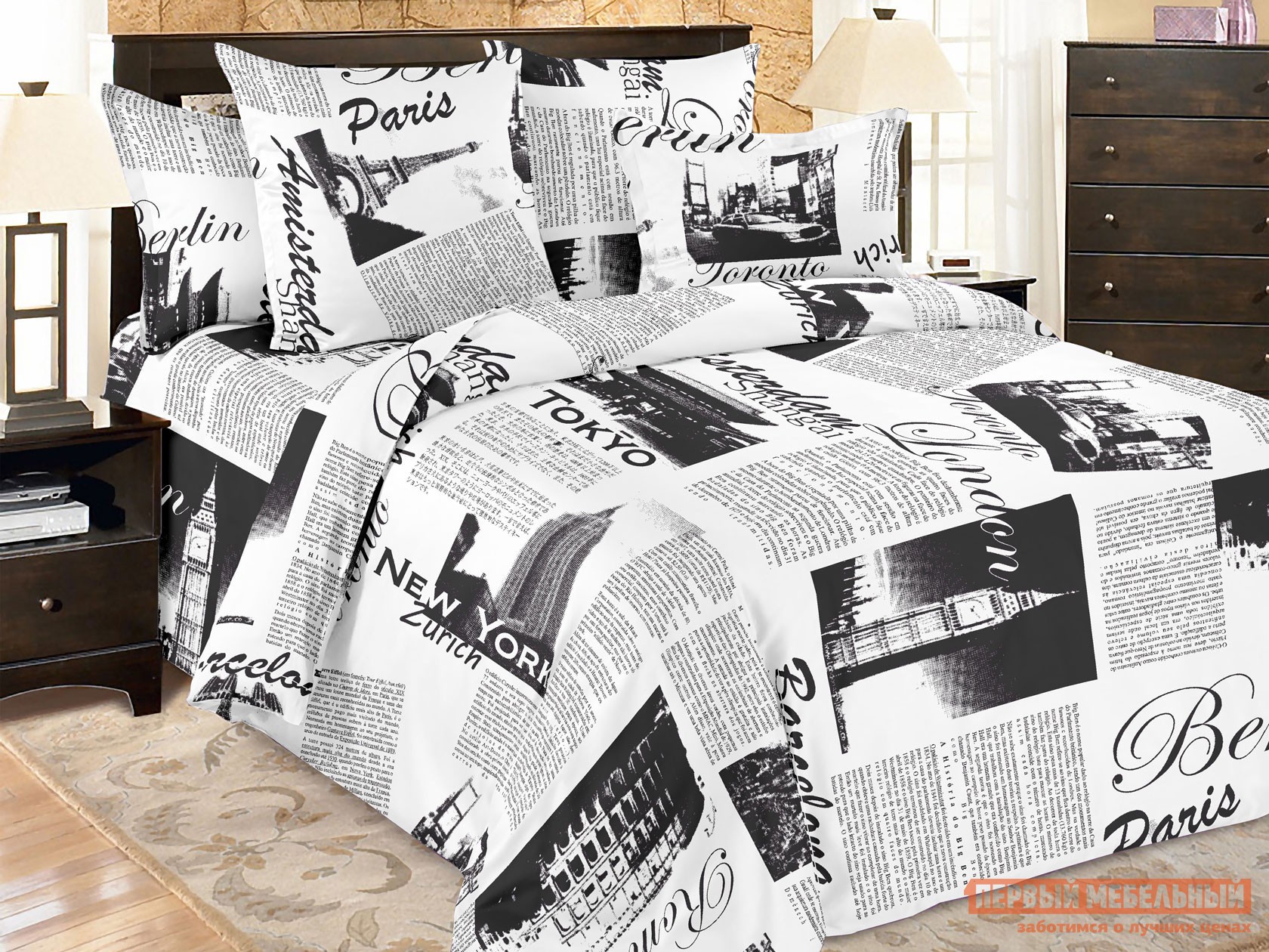 Комплект постельного белья  Трип Трип, полиэстер, Евро