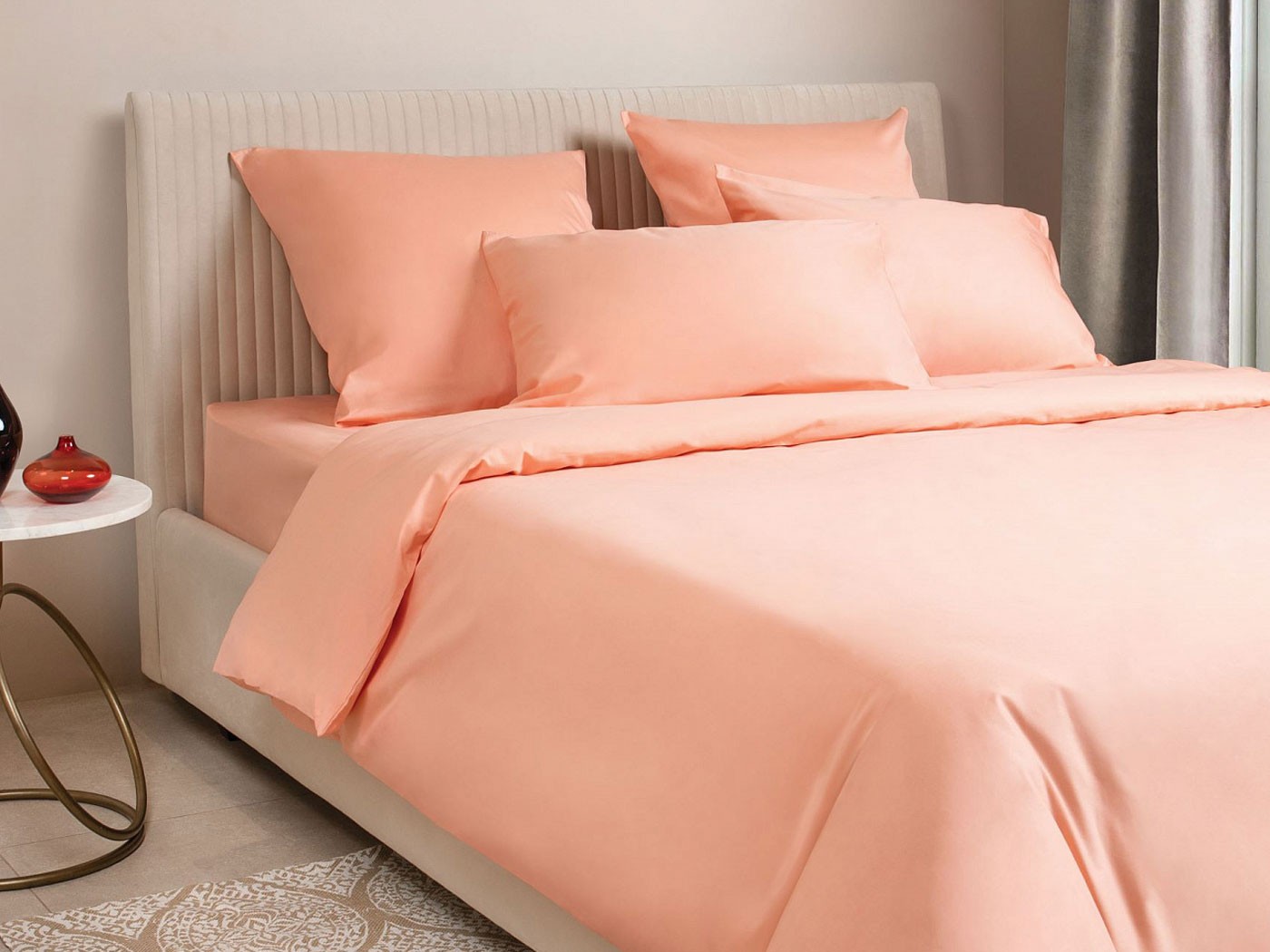 Комплект постельного белья  Моноспейс сатин персиковый Полутороспальный, Персиковый, сатин