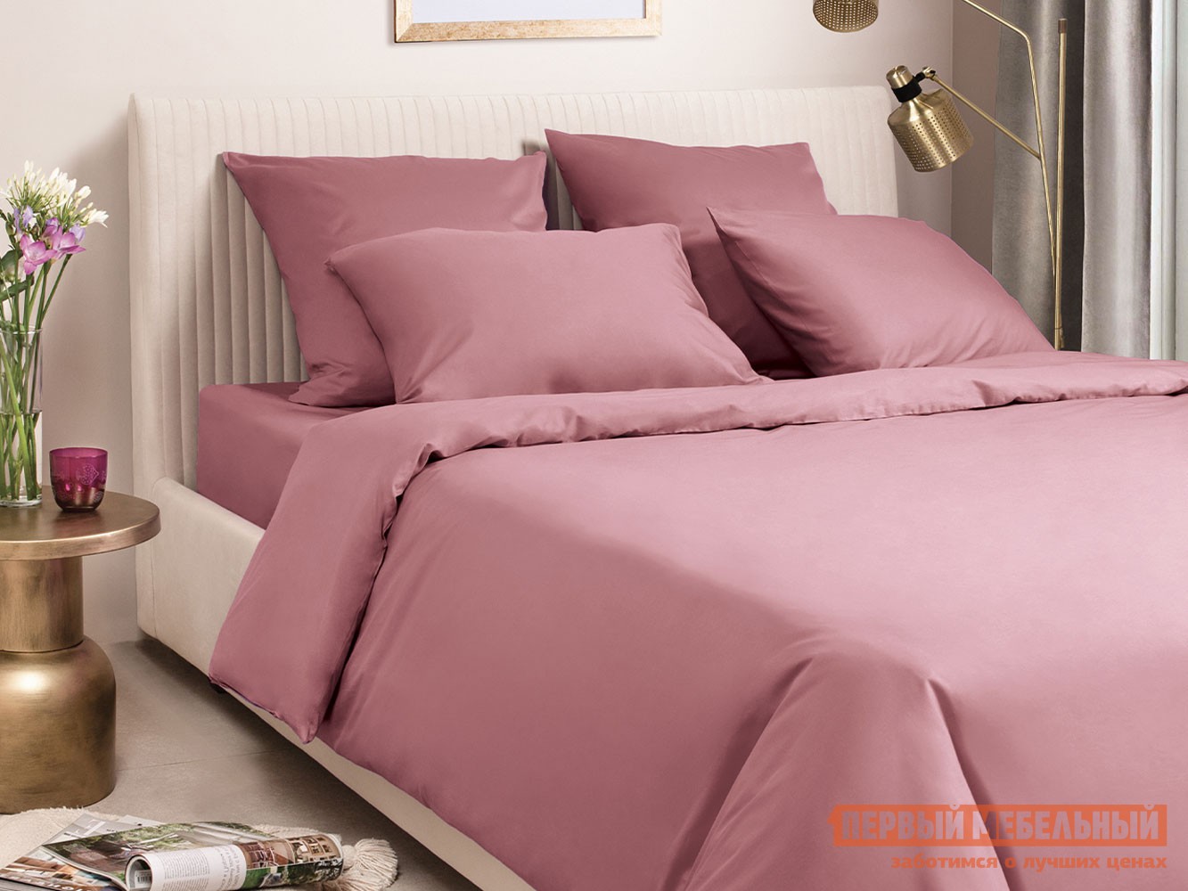 Комплект постельного белья  Моноспейс сатин бузина Двуспальный, Бузина, сатин