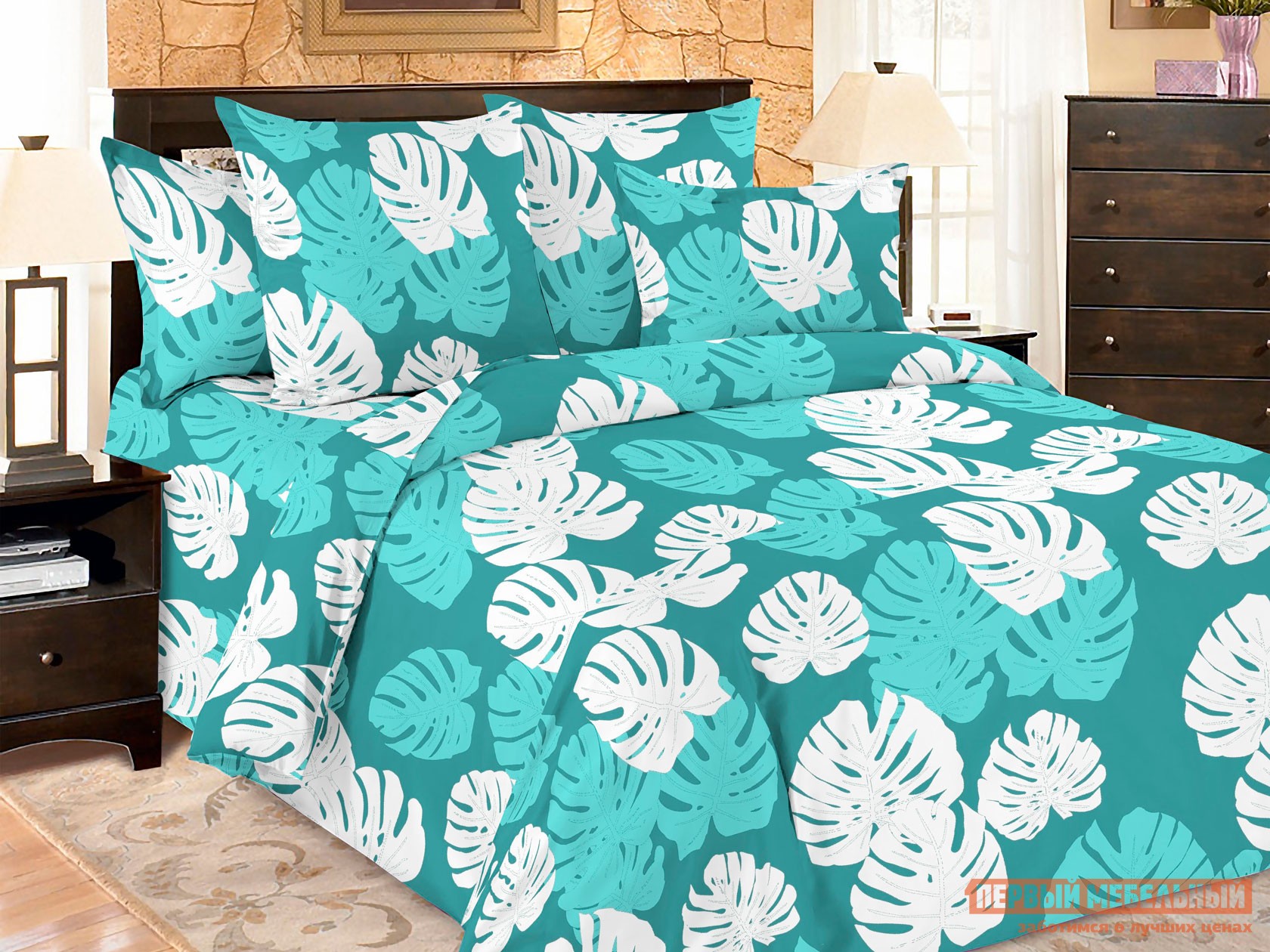 Комплект постельного белья  КПБ Amore Mio BZ Leaves Тиффани, микрофибра (листья), Двуспальный
