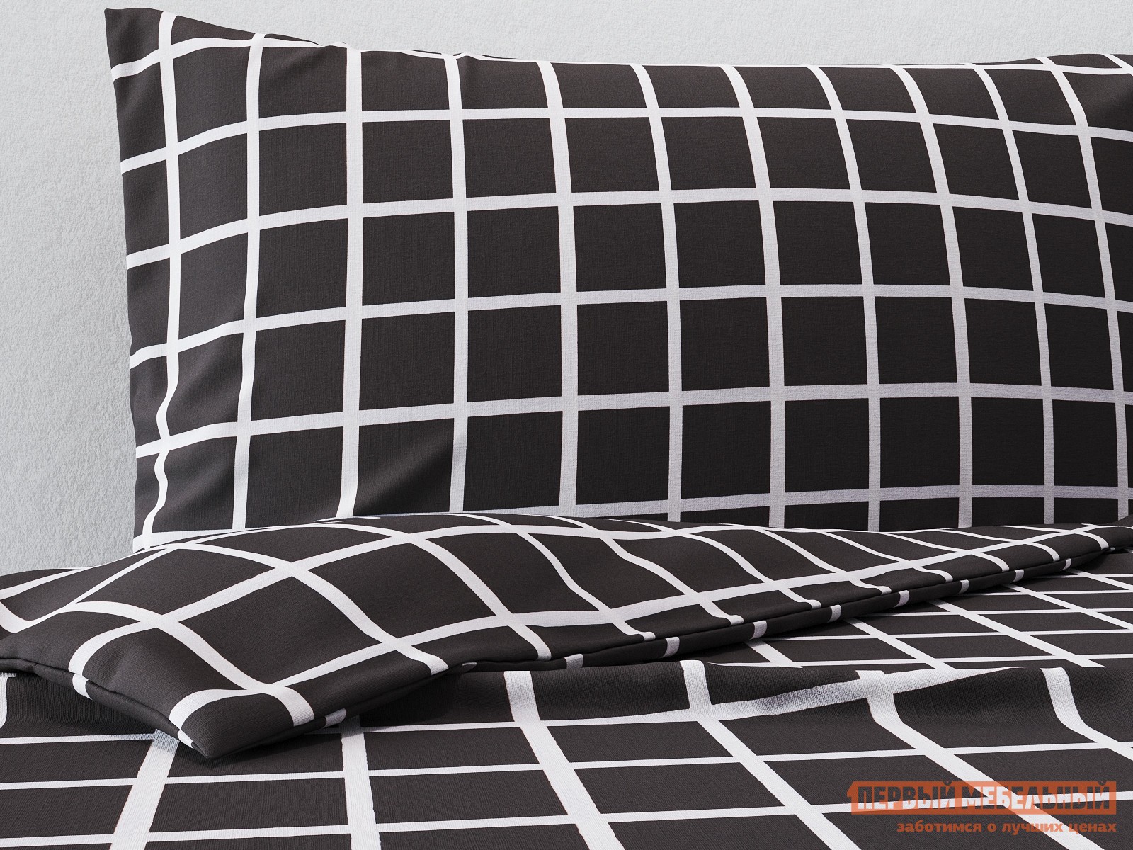 Комплект постельного белья  Коричневая клетка 28254/2, поплин, Полутороспальный