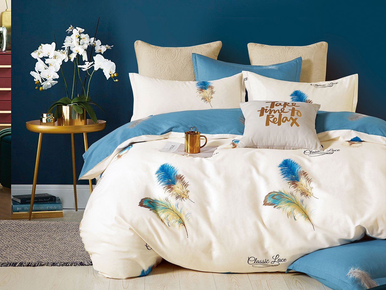 Комплект постельного белья  Перья Перья, сатин, Двуспальный