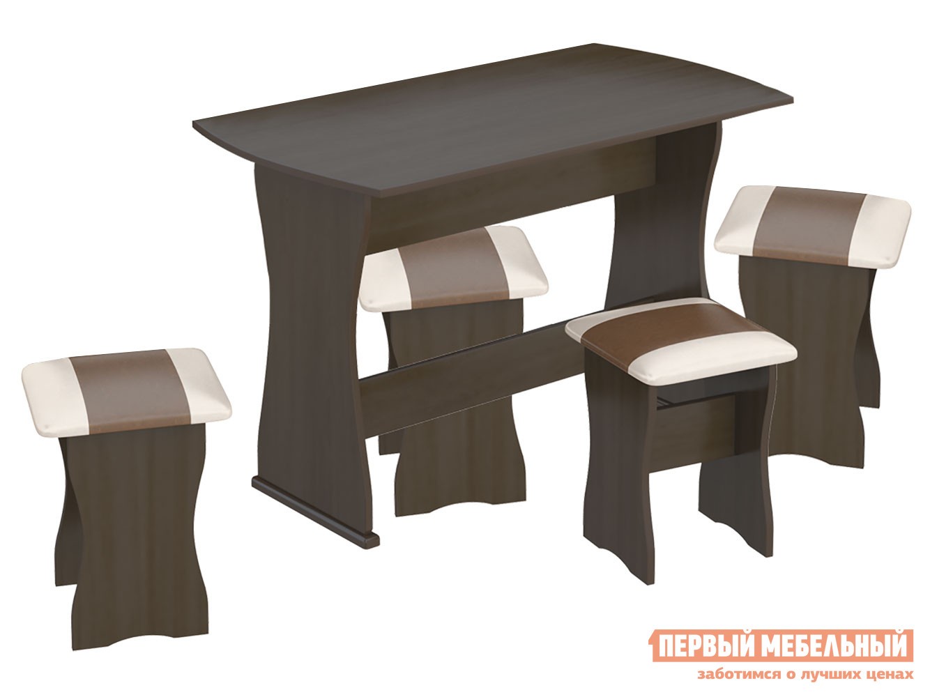 Обеденная группа для столовой и гостиной  Десерт Венге / Коричневый, иск. кожа / Бежевый, иск. кожа